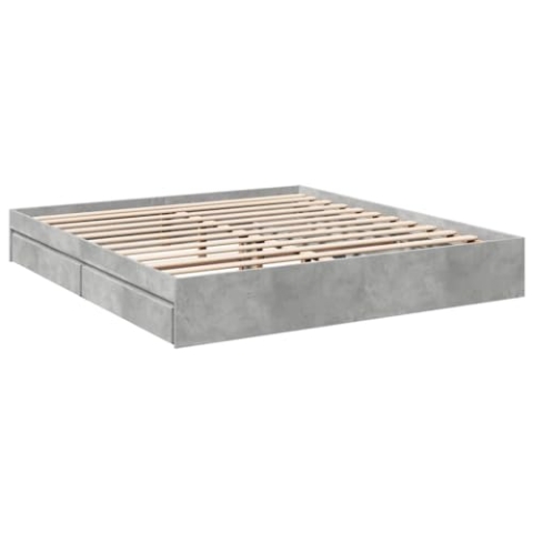 vidaXL Bettgestell, Bett mit Schubladen für Schlafzimmer, Bettrahmen mit Lattenrost, Schlafzimmerbett Doppelbett, Betongrau 180x200cm Holzwerkstoff