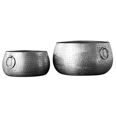 Riess Ambiente Handgefertigte Schalen 2er Set Orient Silber im Hammerschlag Design Deko Schale Dekoschalen Wohnaccessoire