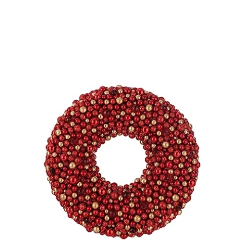 Kranz RUND Kugel Plastik ROT/Gold