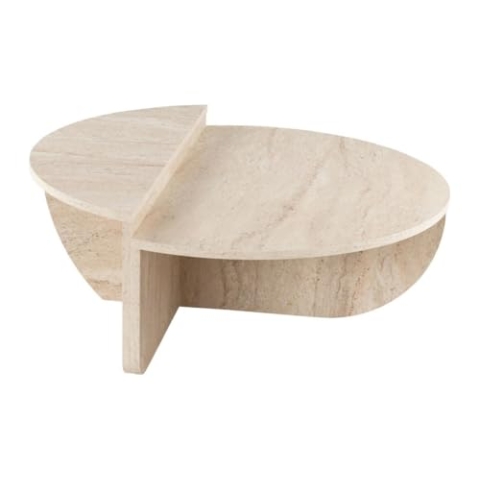 Vente-unique-Couchtisch 2-teilig - Travertin-Optik - Beige- ALOEVA
