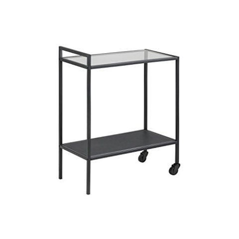 AC Design Furniture Jörn Servierwagen, H: 75 x B: 60 x T: 30 cm, Klar/Schwarz, Glass/Metall, 1 Stk