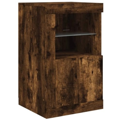 vidaXL Beistellschrank, Sideboard mit viel Stauraum, Kommode Schrank mit LED-Leuchten, Anrichte Wohnzimmerschrank Standschrank, Räuchereiche Holzwerkstoff