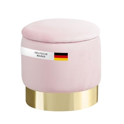 Albatros Hocker mit Stauraum Nizza – Sitzhocker mit Stauraum, Modernes Design, Edler Samt-Bezug – Sitztruhe oder Sitzbank mit Stauraum – optimal als Fußhocker oder Hocker Schminktisch, Rosa