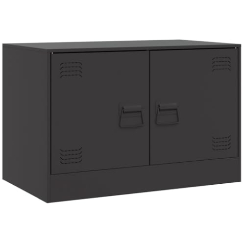 vidaXL TV Schrank, Lowboard für Fernseher, Fernsehtisch mit Stauraum, Fernsehschrank für Wohnzimmer, TV Möbel HiFi-Schrank, Schwarz Stahl