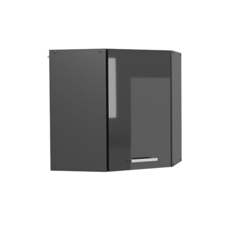 Vicco Eckhängeschrank R-Line, Küchen-Eckschrank, Anthrazit Hochglanz, 57 cm