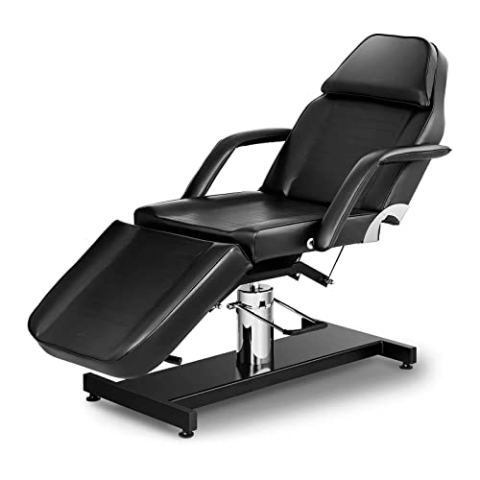 Physa Kosmetikliege Massageliege Verona Black (3 Zonen, hydraulisch, 61-78 cm, komfortable Polsterung, PVC-Leder, Eisen und Edelstahl) Schwarz