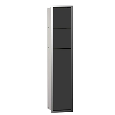 EMCO Asis 150 Unterputz Badschrank für WC, Feuchttücher, chrom/schwarz, Einbauschrank, Türanschlag wählbar-975027950, Metall, One Size