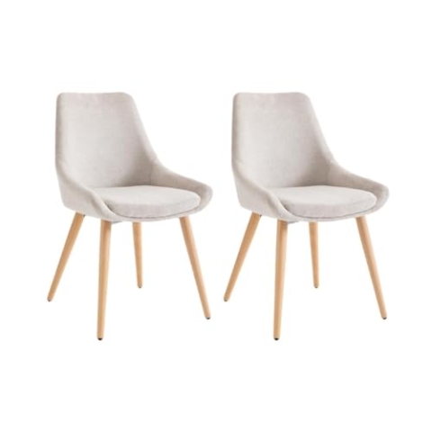 Vente-unique-Stuhl 2er-Set - Stoff & Buche - Beige - MASURIE