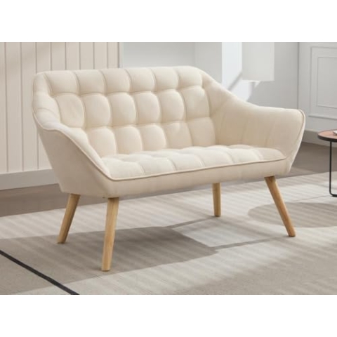 Vente-unique-Sofa 2-Sitzer - Stoff - Beige - Caserta