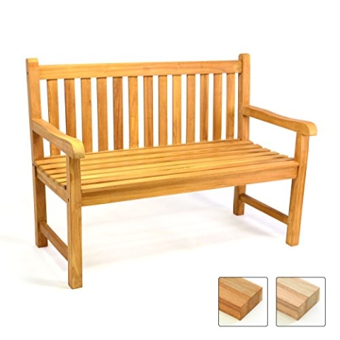 Divero 2-Sitzer Gartenbank Turin –aus Teak-Holz, behandelt – Farbe: Braun