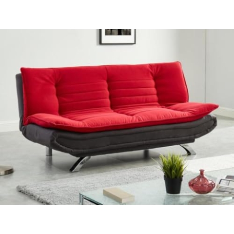 Vente-unique-Schlafsofa Klappsofa - Stoff - Rot & Anthrazit - DEMIDO III