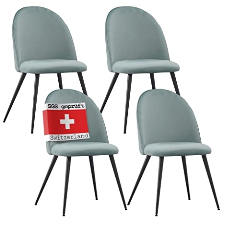ALBATROS Esszimmerstühle mit Samt-Bezug 4er Set Capo, Türkis - Stilvolles Vintage Design, Samt-Bezug, SGS geprüfter Polsterstuhl - Moderner Küchenstuhl, Stuhl Esszimmer oder Esstisch Stuhl