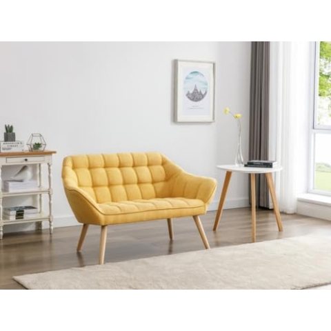 Vente-unique-Sofa 2-Sitzer - Stoff - Senfgelb - Caserta