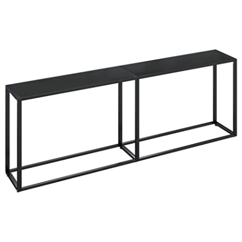vidaXL Konsolentisch Konsole Beistelltisch Flurtisch Sideboard Ablagetisch Wandtisch Glastisch Tisch Schwarz 220x35x75,5cm Hartglas Stahl