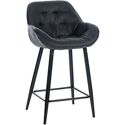 CLP Barhocker Gibson I Gepolsterter Tresenstuhl Mit Fußstütze, Farbe:dunkelgrau, Material:Stoff