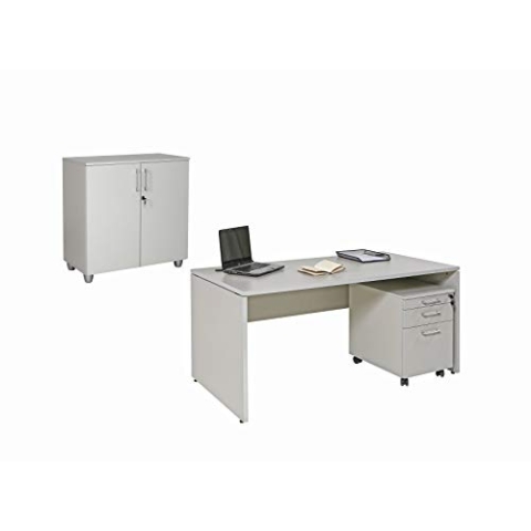 furni24 Nuvi Schreibtisch Set 3 teilig, Bestehend aus: Schreibtisch 180x80x75 cm + Schrank 80x80x40 cm