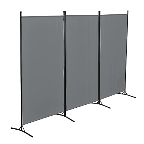 Raumteiler Teruel 3-teilig 260x176 cm Paravent Trennwand 3-TLG. Sichtschutz Stellwand Spanische Wand Dunkelgrau