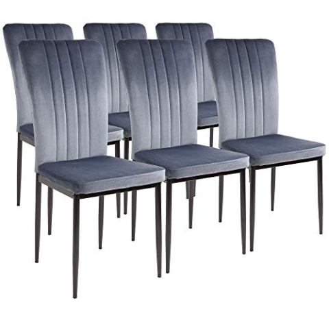 ALBATROS Esszimmerstühle mit Samt-Bezug 6er Set Modena, Grau - Stilvolles Vintage Design, Samt-Bezug, SGS geprüfter Polsterstuhl - Moderner Küchenstuhl, Stuhl Esszimmer oder Esstisch Stuhl