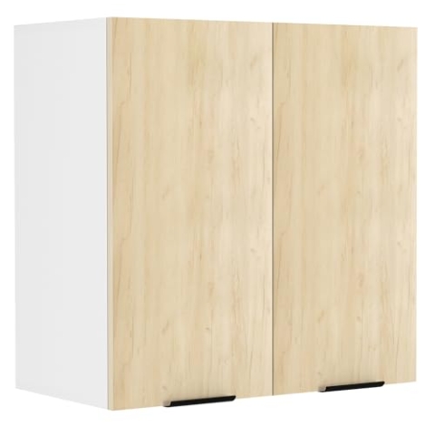 VCM Küchenschrank Breite 60 cm Holztür Hängeschrank Küche Küchenmöbel Fasola Weiß/Honig-Eiche