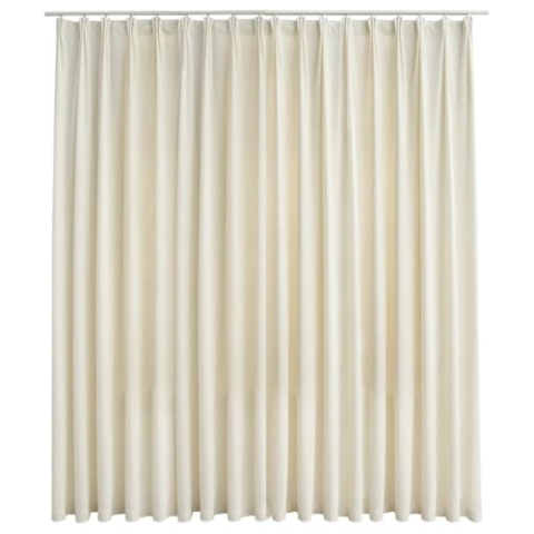 vidaXL Vorhang Verdunkelung mit Haken Verdunkelungsvorhang Kräuselband Thermo Gardine Blickdicht Dekoschal Wohnzimmer Samt Creme 290x245cm