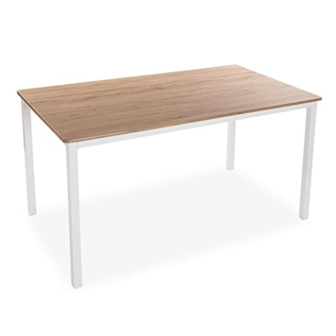 Versa Amaia Esstisch für Küche, Terrasse, Garten oder Esszimmer, Maßnahmen (H x L x B) 76 x 80 x 140 cm, Holz und Metall, Farbe: Weiß