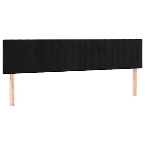 vidaXL LED Kopfteil, Bettkopfteil mit Holzbeinen, Höhenverstellbar Polsterkopfteil für Bett, Betthaupt Bettzubehör Schlafzimmer, Schwarz 200x5x78/88cm Samt