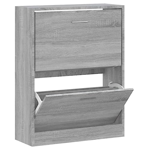 vidaXL Schuhschrank Schuhablage Schuhregal Schuhständer Schuhaufbewahrung Schuhkipper Schuhkommode Grau Sonoma 63x24x81cm Holzwerkstoff