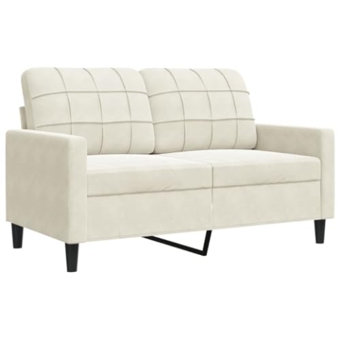 vidaXL Sofa 2-Sitzer, Polstersofa Doppelsofa für Wohnzimmer, Couch Loungesofa Metallgestell, Zweisitzer Samtsofa Sitzmöbel, Modern, Creme 120cm Samt