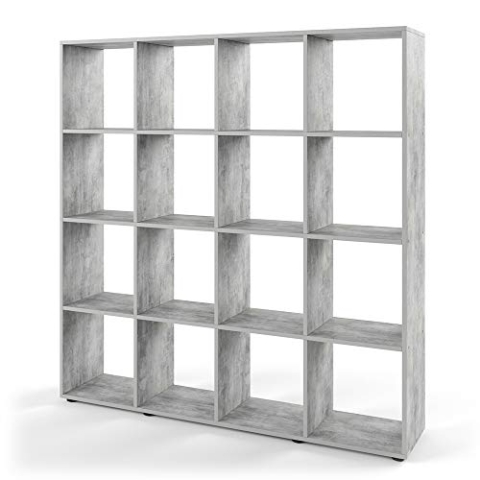 Vicco Raumteiler Karree, stehendes Bücherregal, Grau/Grau, 138.5 x 142.5 cm