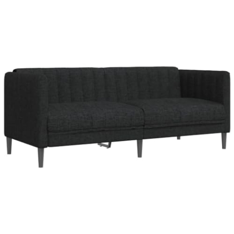 vidaXL Sofa 2-Sitzer, Couch mit Armlehnen Rückenlehne Stützbeine, Loungesofa für Wohnzimmer, Polstersofa Sofagarnitur, Modern, Schwarz Stoff