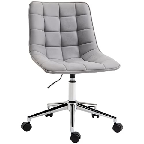 Vinsetto Bürostuhl Drehstuhl Schreibtischstuhl höhenverstellbar 360° drehbar Mikrofaser Schaumstoff Hellgrau 60x 60x90 cm