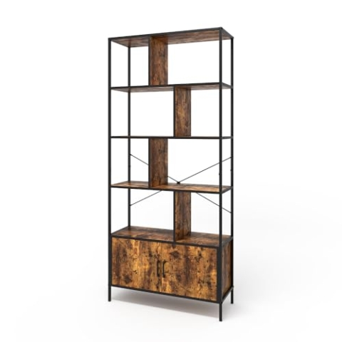 Vicco Raumteiler Fyrk, Bücherregal stehend, Eiche rustikal, 80 x 180 cm mit 2 Türen