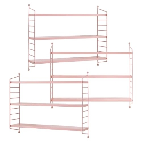 [en.casa] Modulares Wandregal Strängnäs 3er Set Metallregal Rosa Hängeregal mit 3 Regalböden Badregal Küchenwandregal Wandablage Wohnzimmer