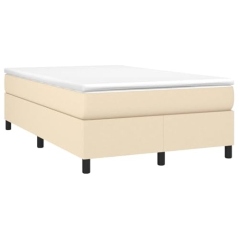 vidaXL Bettgestell, Polsterbett Bett für Schlafzimmer, Bettrahmen mit Lattenrost, Schlafzimmerbett Doppelbett, Creme 120x200cm Stoff