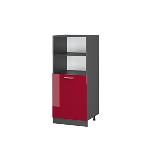 Vicco Herdumbauschrank R-Line, Herdschrank, Bordeaux Hochglanz/Anthrazit, 60 cm