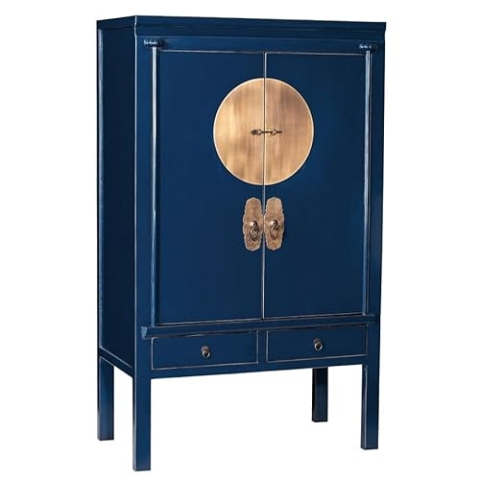 Colours of The Orient - Chinesischer Hochzeitsschrank Dunkelblau - Midnight Blue - Orientalischer Schrank - Asiatischer Chinesischer Schrank - Handgefertigt aus China - Nachtblau