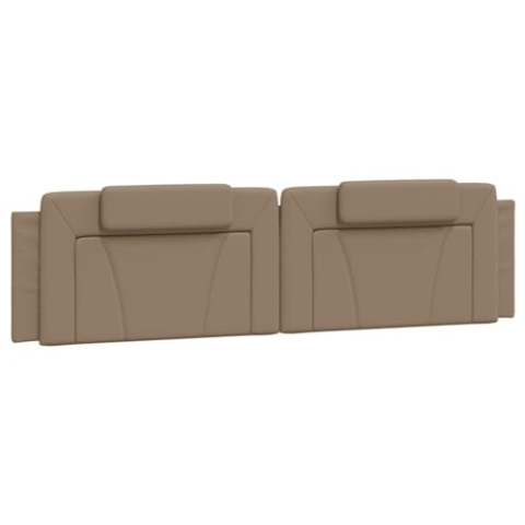 vidaXL Kopfteil Kissen, Kopfteilkissen mit Reißverschluss, Rückenkissen mit Rückenunterstützung, Kopfkissen Lesekissen, Cappuccino-Braun 200cm Kunstleder