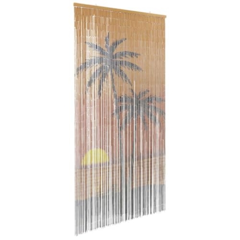 vidaXL Insekten-Türvorhang Palmendruck 90x220 cm Bambus, Fliegenvorhang, Tür Fliegengitter, Perlenfliegenvorhang, Fliegengitter, Bambusvorhang