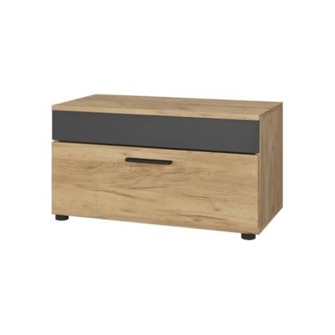 Vicco Wohnzimmerschrank Berno, Goldkraft Eiche/Anthrazit, 70.8 x 38.9 cm mit Klapptür