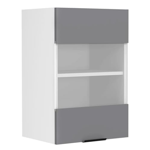 VCM Küchenschrank hängend | Maße ca. H. 60 x B. 40 x T. 31 cm | Hängeschrank mit Glas | Küchenmöbel – Fasola Weiß/Anthrazit