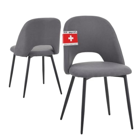 Albatros Esszimmerstühle mit Stoff-Bezug 2er Set Silvi, Grau- Stilvolles Vintage Design, belastbar mit 110Kg, SGS geprüfter Polsterstuhl - Moderner Küchenstuhl, Stuhl Esszimmer oder Esstisch Stuhl