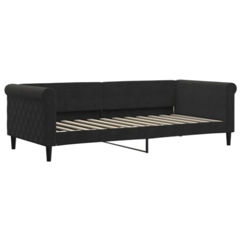 vidaXL Tagesbett, Gästebett 2-in-1, Sofabett Schlafsofa für Schlafzimmer Wohnzimmer, Bettsofa Sofa, Modernes Design, Schwarz 90x200cm Samt
