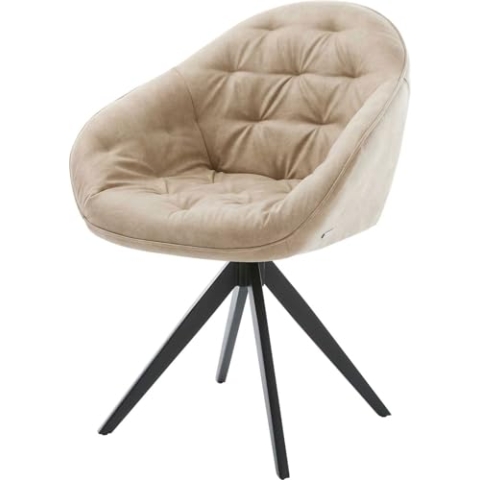 DELIFE Polsterstuhl Gaio-Flex Kreuzgestell kantig Schwarz Mikrofaser Beige Vintage
