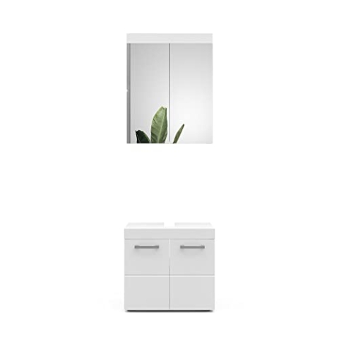 Vicco Badmöbel-Set Luna, Badezimmerschrank-Set, Weiß, 2 Teile