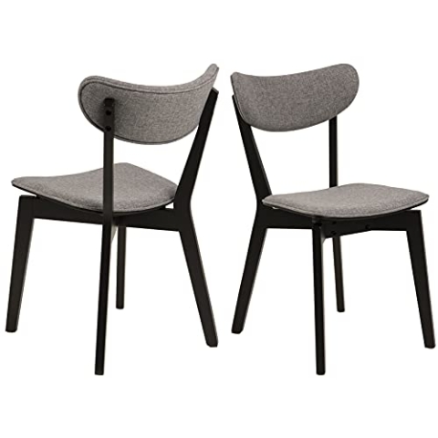 AC Design Furniture Roxanne Esszimmerstühle 2er Set, H: 79,5 x B: 45 x T: 55 cm, Grau/Schwarz, Stoff/Gummibaumholz, 2 Stk.
