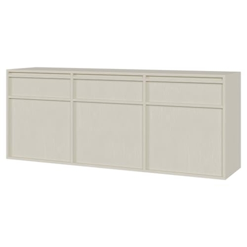 Selsey Kommode Aufbewahrungsschrank 3 Türen 3 Schubladen Schrank Schubladenschrank Push to Open Hängend 154 cm Evo Beige