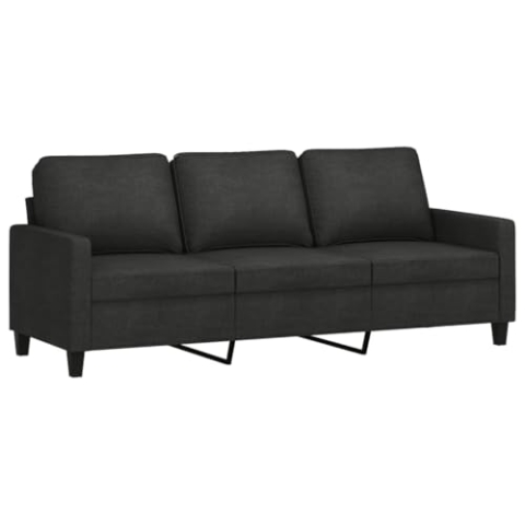 vidaXL Sofa 2-Sitzer, Loungesofa Couch mit Armlehnen Rückenkissen, Wohnzimmersofa Designsofa Metallgestell, Sitzmöbel Zweisitzer, Modern, Schwarz Stoff