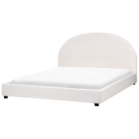 Beliani Polsterbett aus Stoff Creme weiß mit Kopfteil Lattenrost 180 x 200 cm Vaucluse