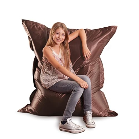 SMOOTHY Original Metallic Junior Indoor XL Sitzsack 250L Riesensitzsack Sitzkissen Sessel aus Baumwolle; Perfekt für Kinder (140 x 110 cm, Bronze)