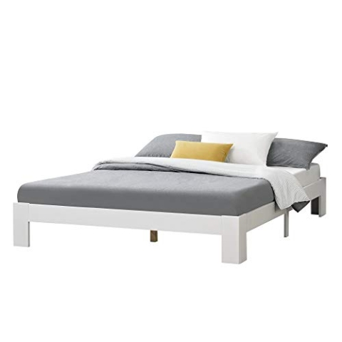 [en.casa] Holzbett Raisio 160x200 cm mit Lattenrost Bettgestell Bett Kiefernholz Massiv Doppelbett Ehebett Weiß